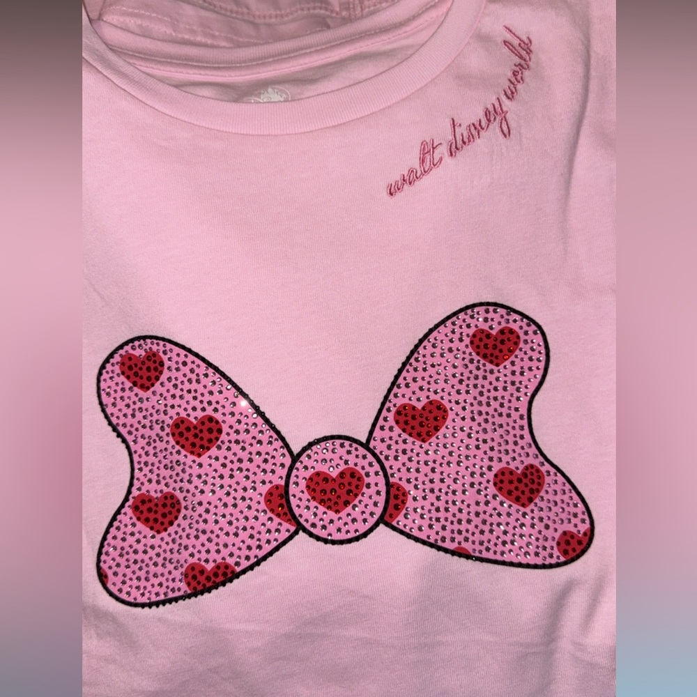 Pink Minnie Bow Rhinestone Tee Disney